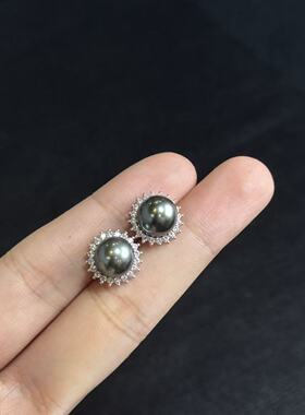 s925海水珍珠大溪地耳钉约12mm，多样性发货-ZG珍，B5259