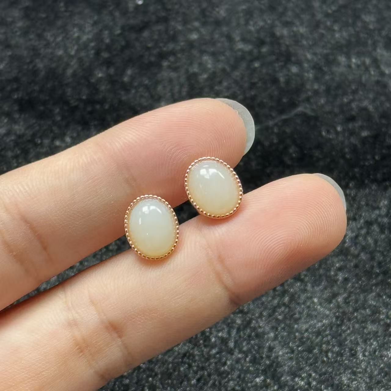 925和田玉耳钉-约10*8*5mm-多样性发货- XJZ匠 B2201