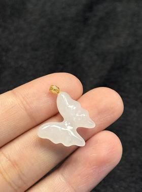 18K和田玉白玉蝴蝶吊坠-约15*17*5mm-多样性发货- Y欣 B40