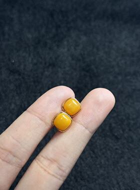 S925蜜蜡耳钉-约8*8*4mm-多样性发货-F展-A4209