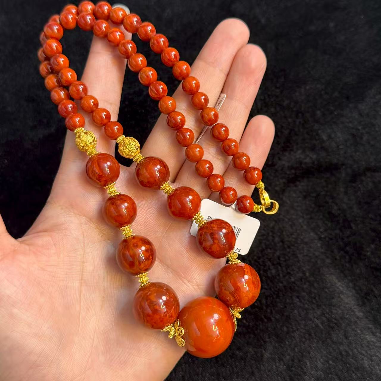 18K金镶嵌南红（玛瑙）项链-约8-21mm-多样性发货-H祥