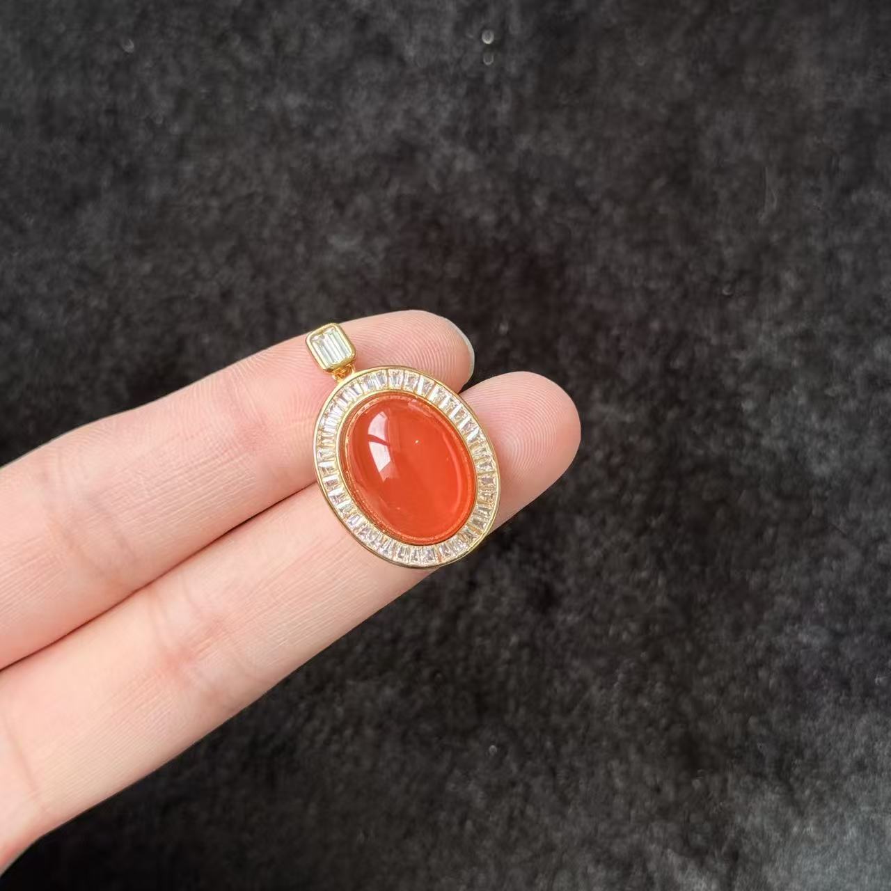 南红（玛瑙）s925银南红吊坠-约18*27*9mm-多样性发货-Z亿-A2279