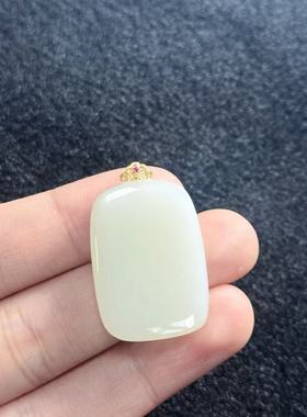 18K和田玉无事牌吊坠-约31×20×5mm-多样性发货-YSP金-A5294