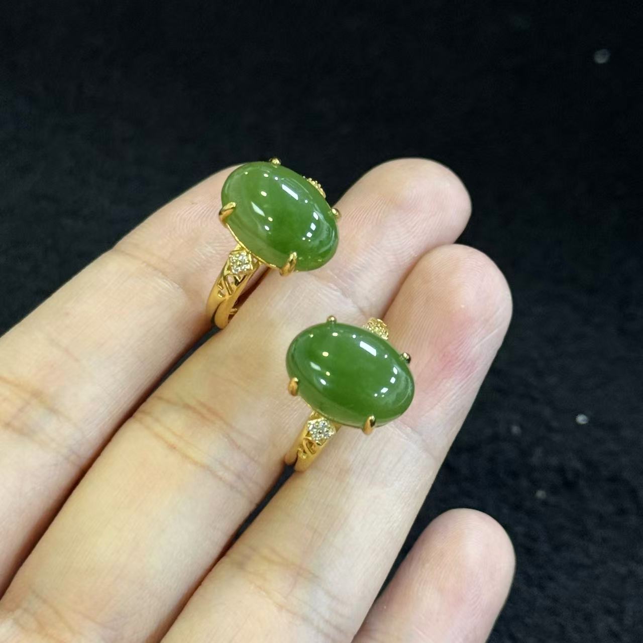 s925银和田玉戒指-约14*9*7mm-多样性发货-Y华Y5660