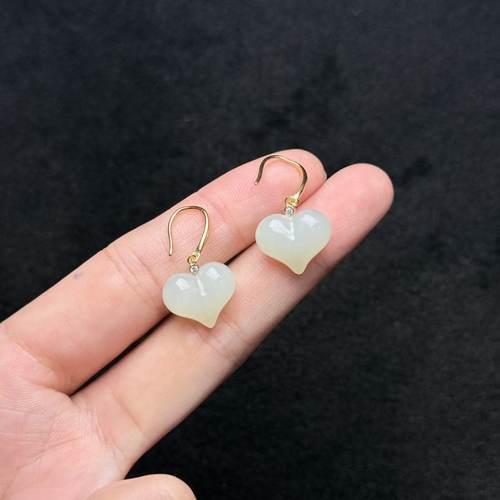 S925和田玉耳钩-约13*15*8mm- DY一 - 多样性发货-A3484