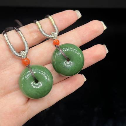 和田玉平安扣项链-约23*11mm-绳子随机发-多样性发货-F八-Y1561