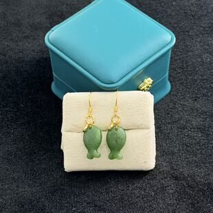 Y欣 S925和田玉小鱼耳钩 多样性发货 19mm V77 约11