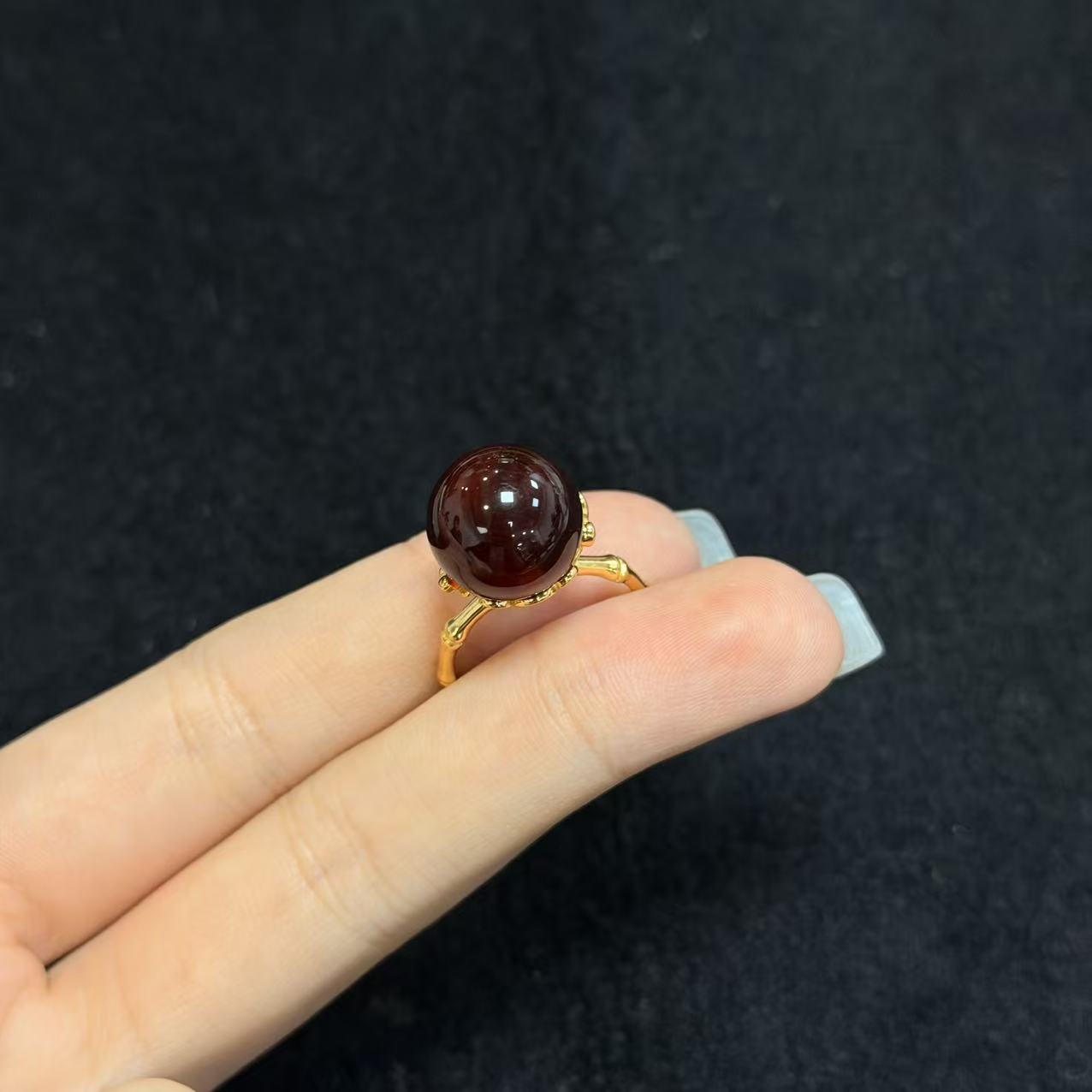 S925琥珀戒指，多样性发货-约12mm，R祥，B9697