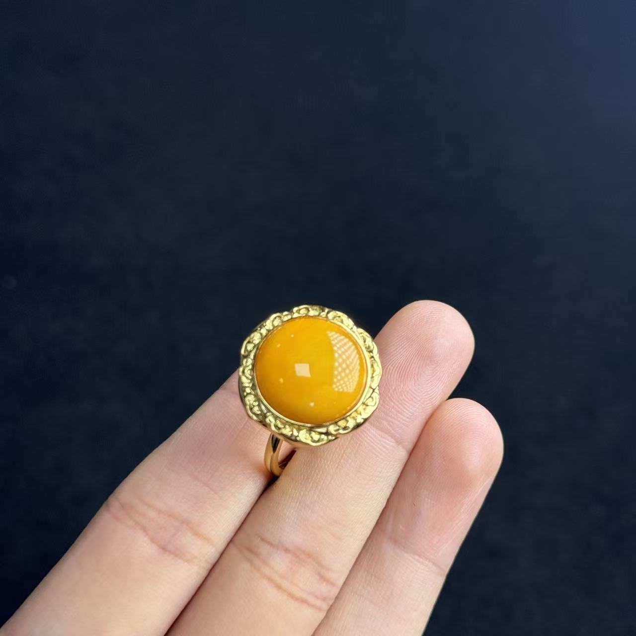 S925银蜜蜡戒指约20mm，多样性发货-R祥，B9128