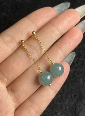 S925翡翠耳钉约10mm，多样性发货-B冰，B8733