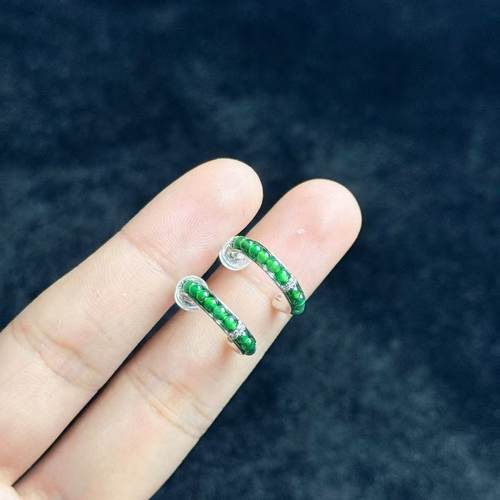 翡翠耳圈-约16mm-L银-多样性发货-A1404