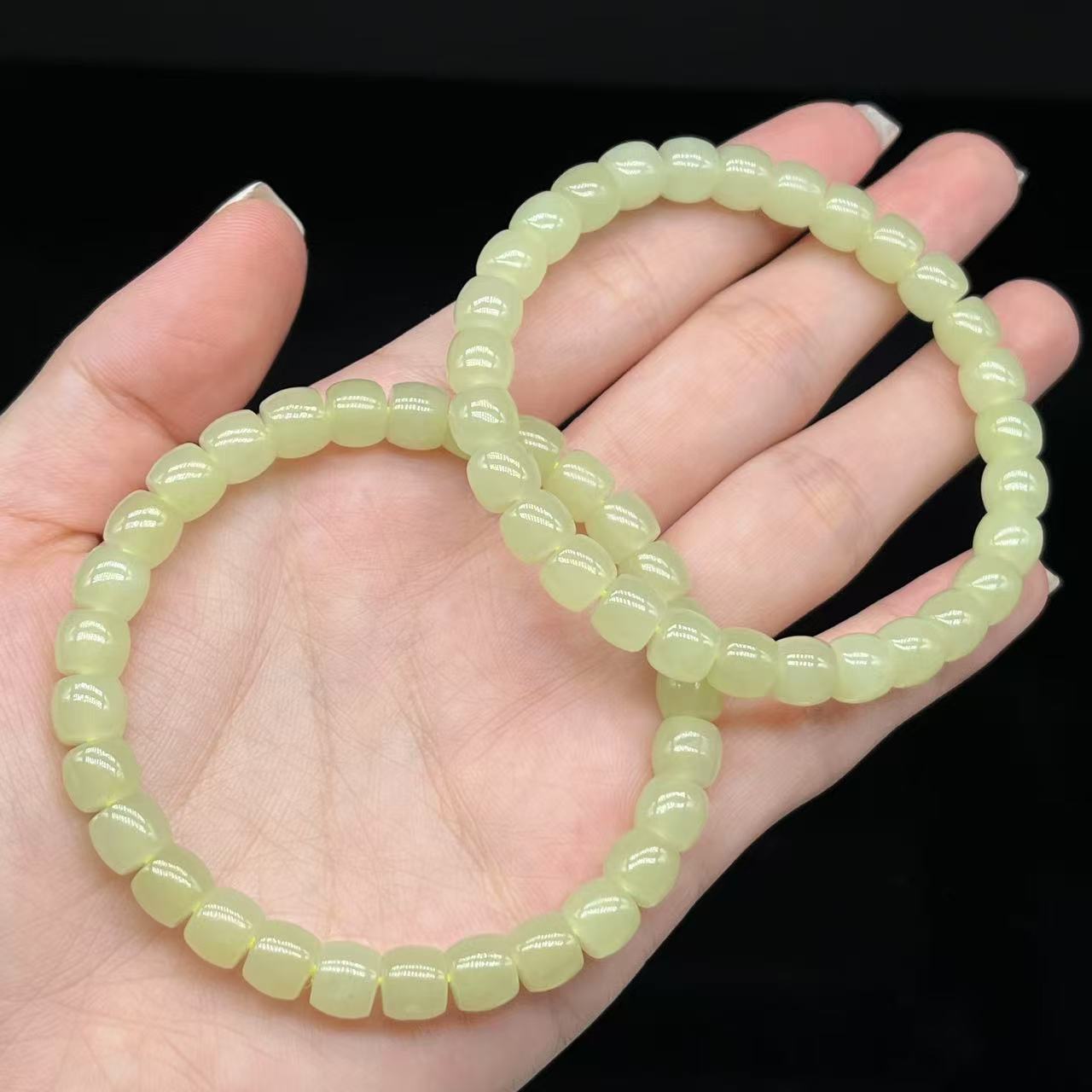 和田玉直切素圈手串-约6mm-多样性发货-H玉Y1663