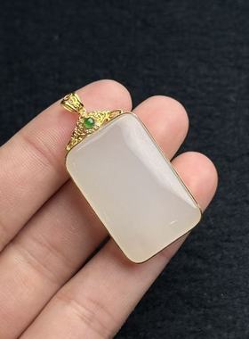 18k和田玉无事牌吊坠，约40*6*20mm多样性发货-，YSP金-A1453，