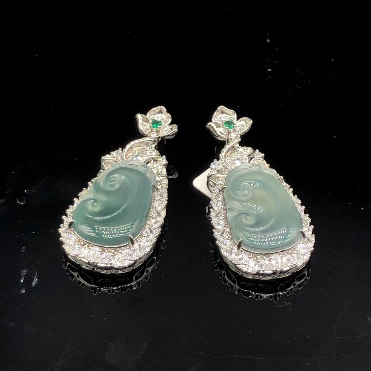 合金翡翠如意吊坠-约19*11*41mm-多样性发货-H翠-80517