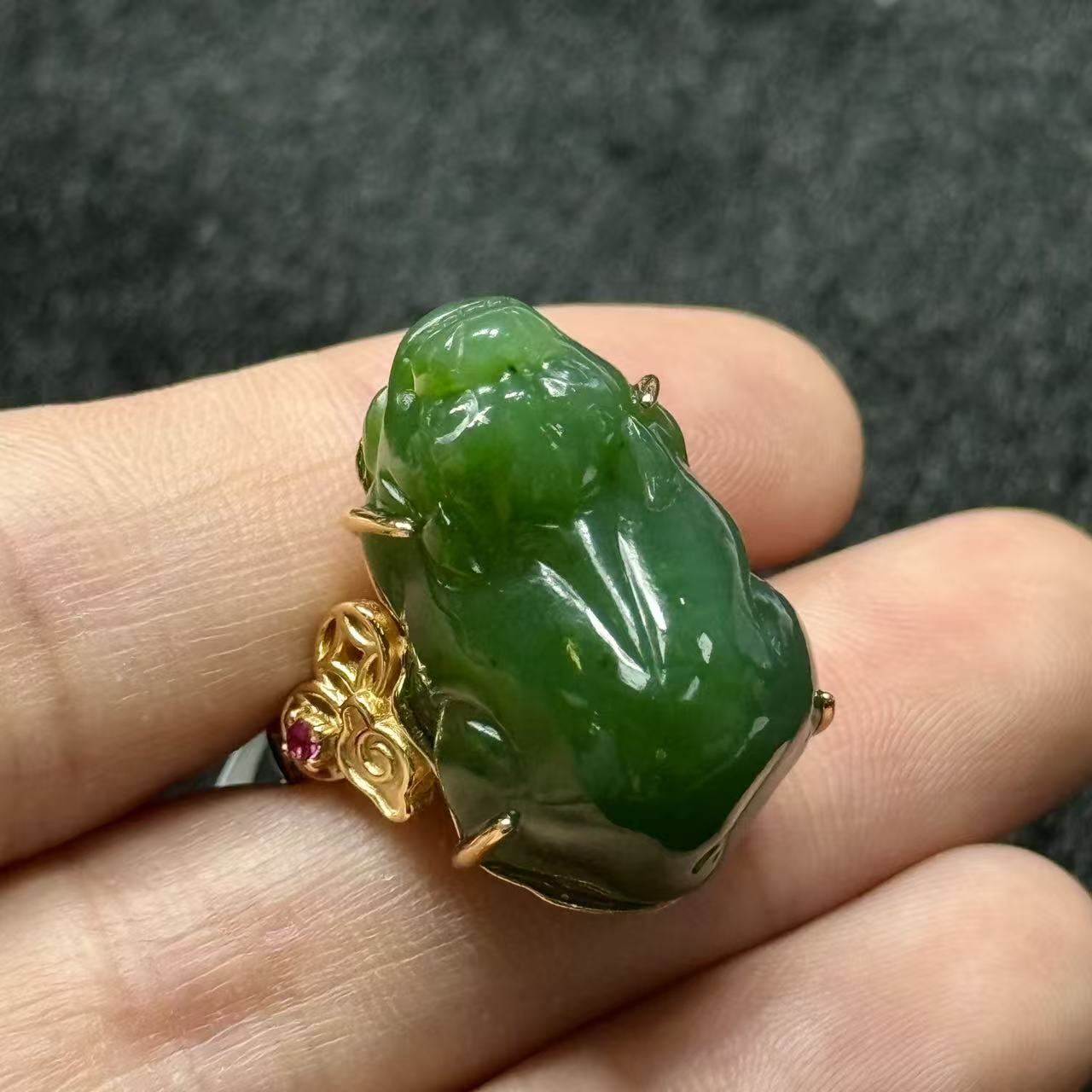 s925银和田玉戒指-约15*24*12mm-多样性发货-Y欣，B1849