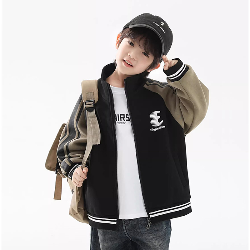 男童春秋款薄绒外套中大童棒球服