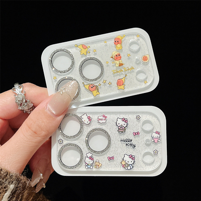 卡通可爱闪粉镜头膜适用iPhone17pro苹果17promax底座膜全包贴纸17pm手机摄像头贴膜相机保护ins装饰创意图案