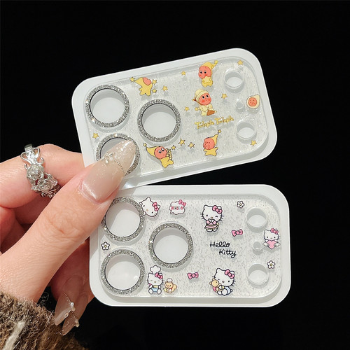 卡通可爱闪粉镜头膜适用iPhone17pro苹果17promax底座膜全包贴纸17pm手机摄像头贴膜相机保护ins装饰创意图案