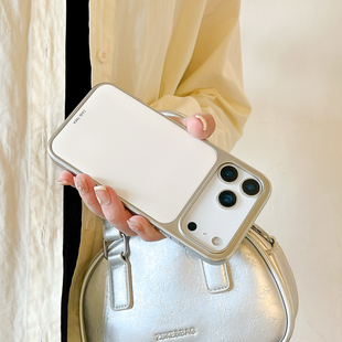 秋冬纯色高级感iPhone17适用苹果16手机壳新款 17promax磨砂哑光电镀银色边框滴胶15pro全包保护套外壳14女款