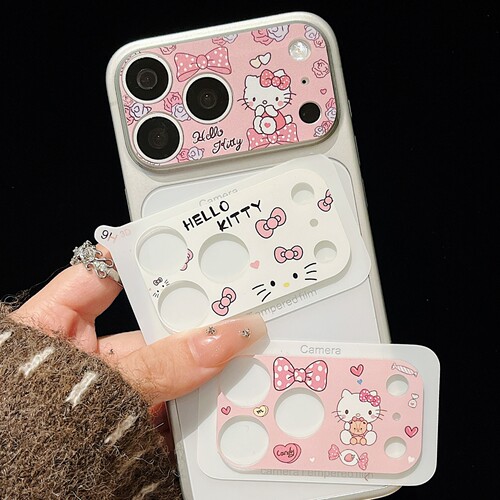 适用苹果17promax镜头膜可爱卡通装饰图案创意iPhone17pro底座静电吸附镂空pm手机贴膜摄像头圈框保护套贴纸