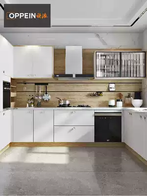 Opai overall cabinet customization overall Nordic style? Car assembled solid wood gas furnace cabinet quartz stone countertop Iris