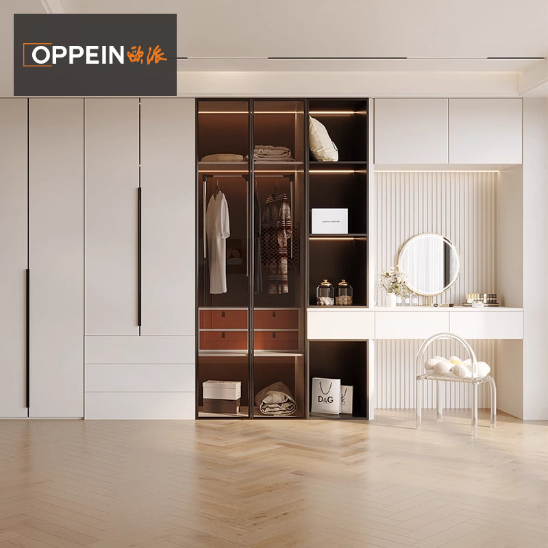 欧派全屋定制走入式衣柜一门到顶家用卧室柜子定制转角衣帽间家具