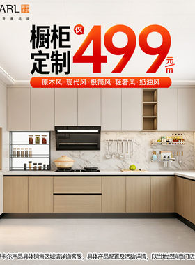 菲思卡尔家用厨房厨柜定制整体橱柜定做吊柜储物柜灶台柜499元/m