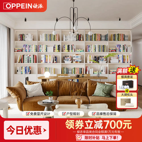欧派定制客厅沙发柜整墙一体收纳