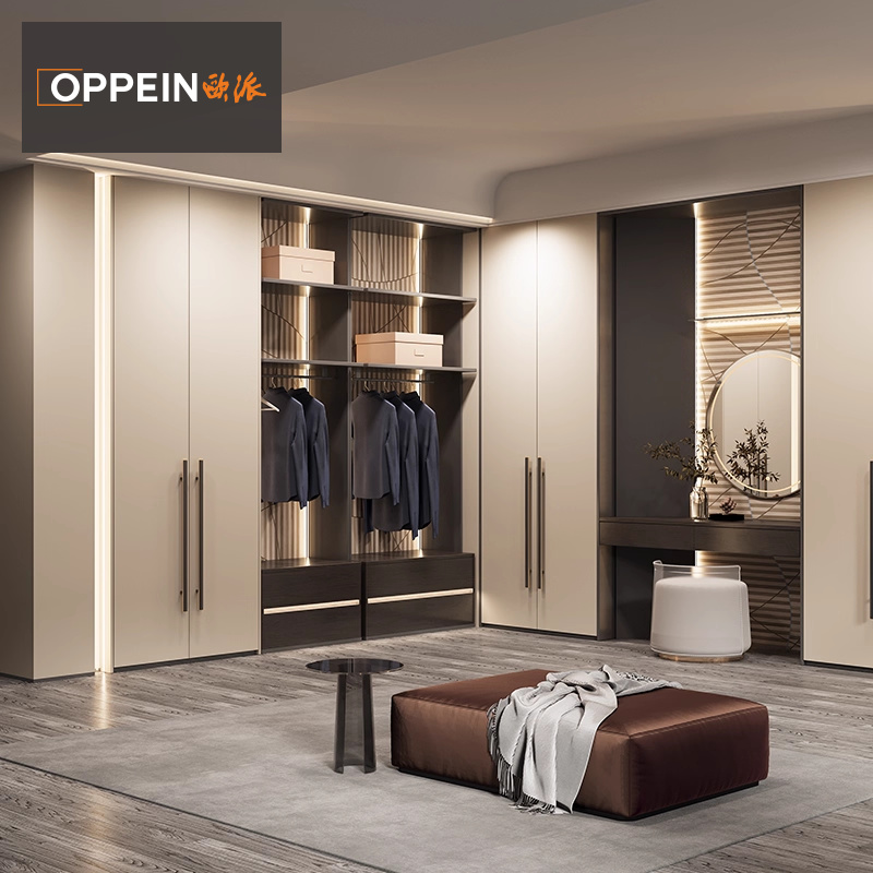 欧派全屋定制衣柜家用卧室衣帽间整体柜子家具新款原木奶油风定做