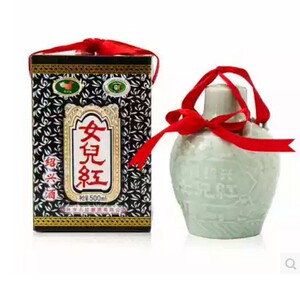绍兴黄酒女儿红酒半干型青瓷坛花雕酒500ml*6礼盒养生酒瓶装整箱