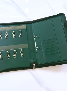 A4拉链文件夹包商务办公多功能pu风琴包绿色收纳包storage bag