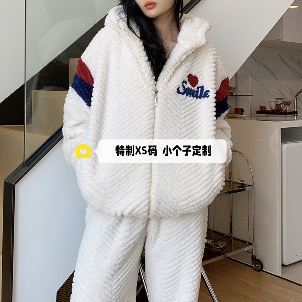 冬季加厚玫瑰绒睡衣套装