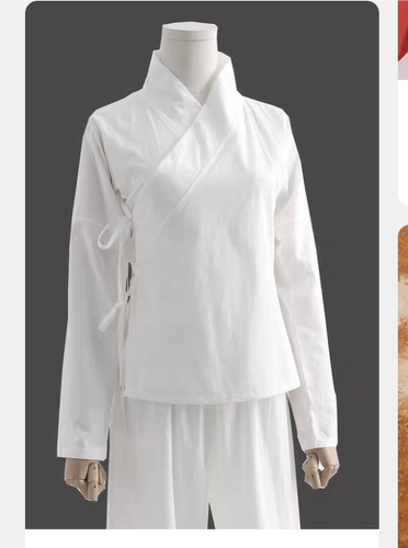 汉服中衣秋冬四季短袖长袖白色男女中国风文艺禅意茶服唐装上衣