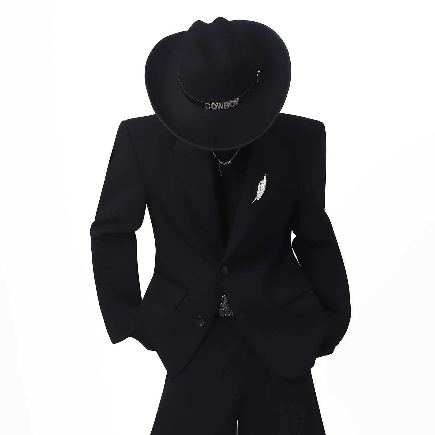 BlackClothes高端简约气质黑色西装外套垫肩长袖轻奢短款个性西服