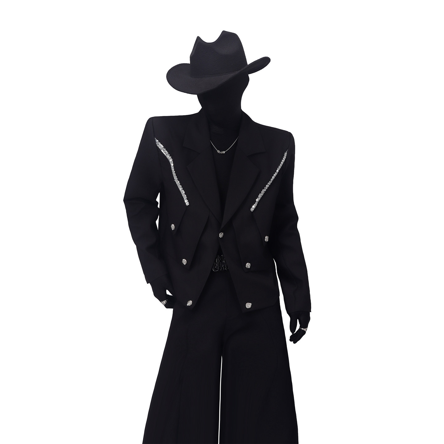 BlackClothes设计感拼接西装男图片