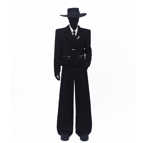 BlackClothes轻奢短款垫肩西装