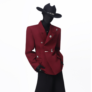 BlackClothes重工韩系高级感金属装饰西服收腰垫肩宽松男西装外套