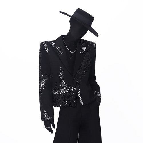 BlackClothes烫钻亮片西装外套男