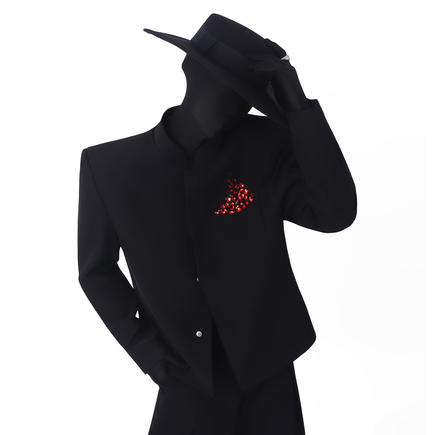 BlackClothes新中式国风休闲宽松西服外套设计感西装红色钉钻西装