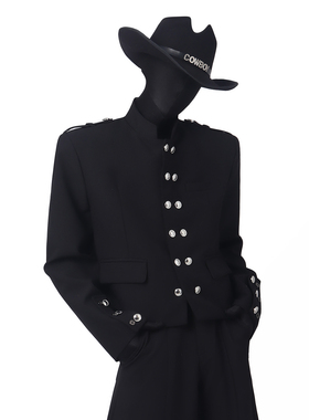 BlackClothes高级感个性西装外套男秋季短款男士双排扣立领西服