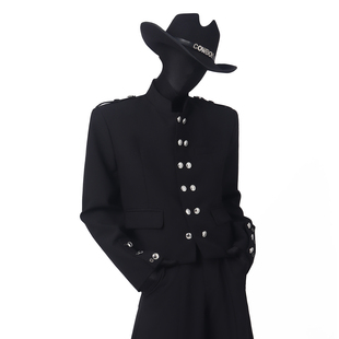 BlackClothes高级感个性西装外套男秋季短款男士双排扣立领西服
