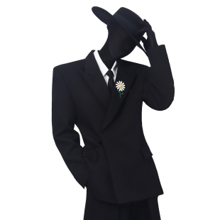 BlackClothes限定款向日葵胸针装饰收腰个性酒红色翘肩西装外套潮