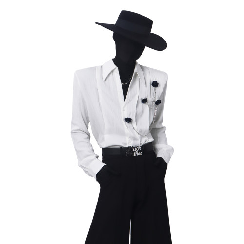 BlackClothes金属链条长袖衬衫