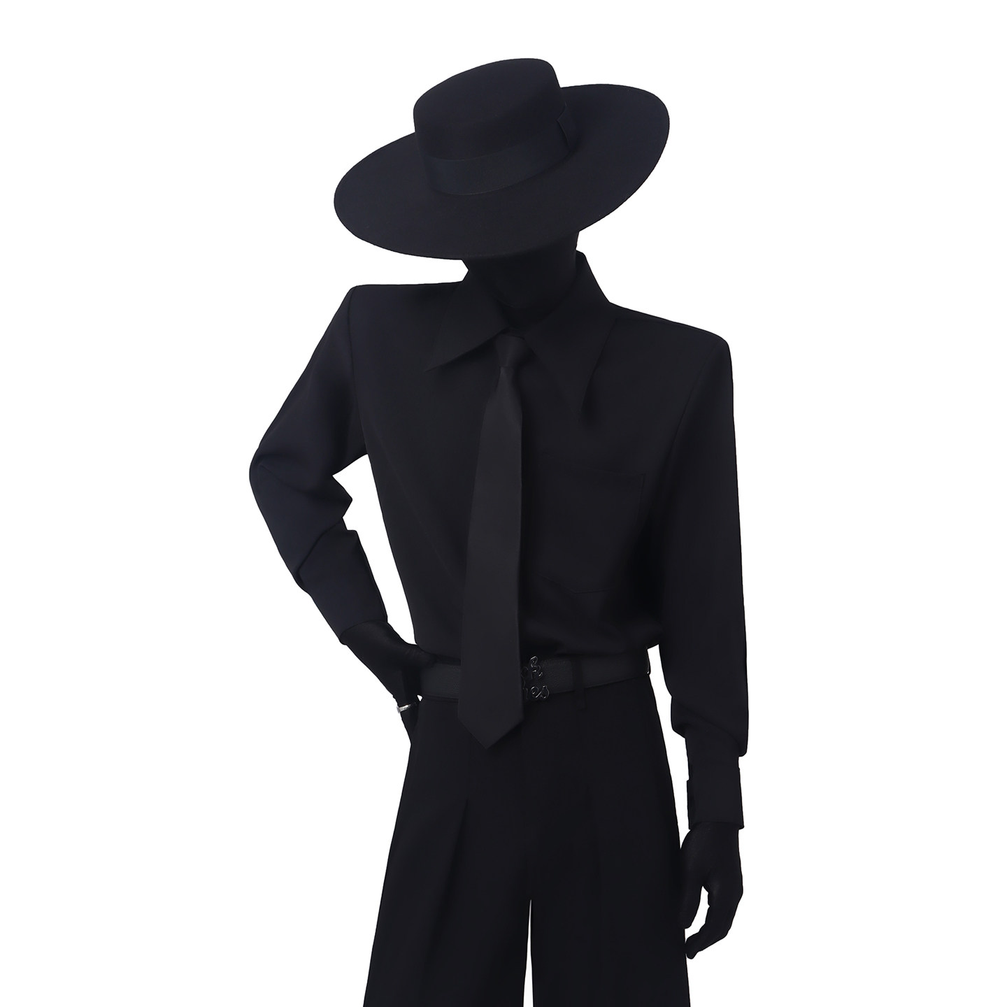 BlackClothes 极简禁欲*黑领带休闲简约黑白衬衫西服搭配垫肩衬衣