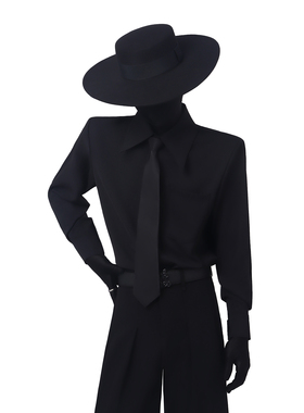 BlackClothes 极简禁欲*黑领带休闲简约黑白衬衫西服搭配垫肩衬衣