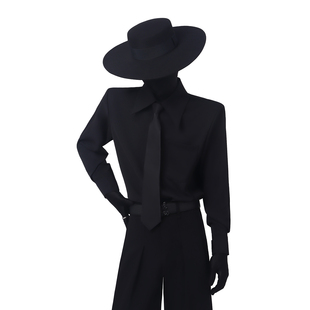 BlackClothes 极简禁欲*黑领带休闲简约黑白衬衫西服搭配垫肩衬衣