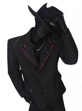 BlackClothes小众渐变廓形西装外套垫肩挺阔个性痞帅西服男女同款