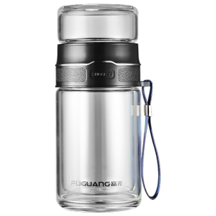 富光茶水分离泡茶杯男士大容量双层玻璃水杯子家用耐高温办公室女