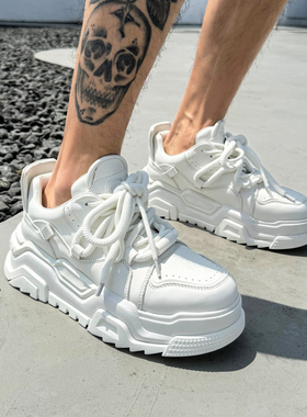 【帽子先森】宝藏白厚底松糕鞋男国潮真皮滑板鞋欧货休闲低帮鞋潮