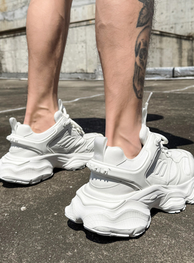 【帽子先森】确实帅白色老爹鞋男真皮复古运动鞋欧货厚底低帮鞋潮